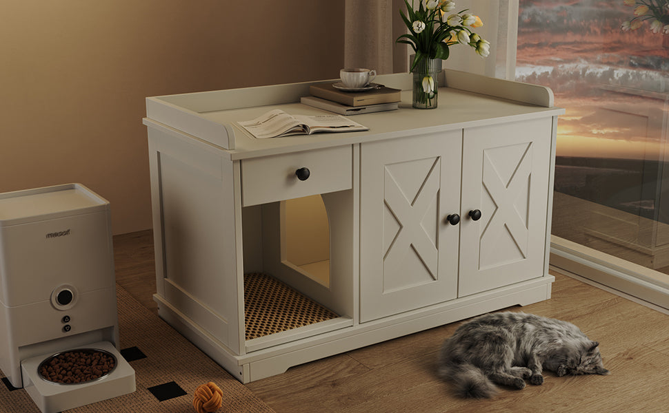 Cat Litter Box Enclosure, Litter Box Furniture Hidden with Cat Litter