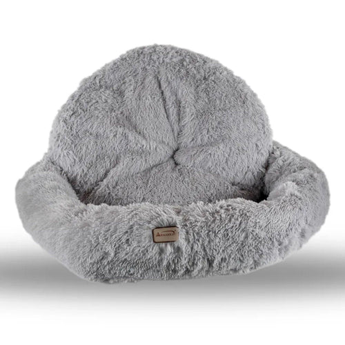 Armarkat Extra Large Light Gray Fluffy Round Cat Bed